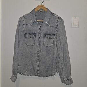 Dex Acidwash Denim Look Button Up Shirt